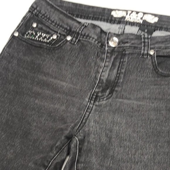 PREMIUM I&P FASHION BOOTCUT JEANS 11/31x32 BLACKWASH with CRYSTALS 💎 - Picture 15 of 15